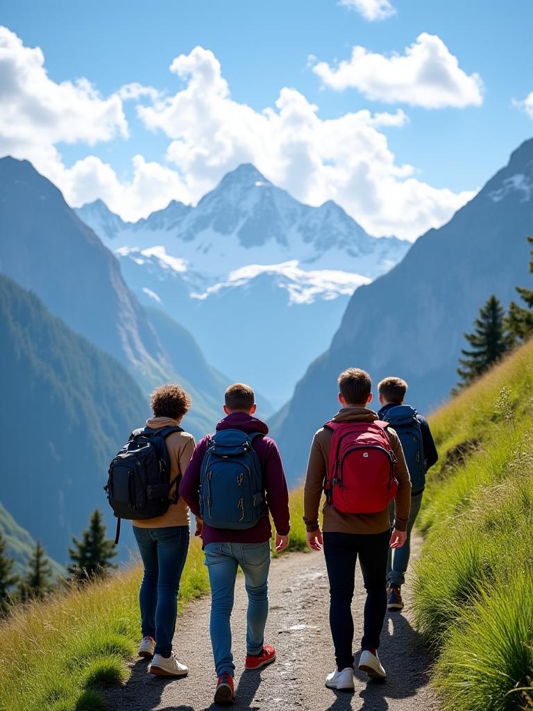 Students on educational tour in Swiss Alps